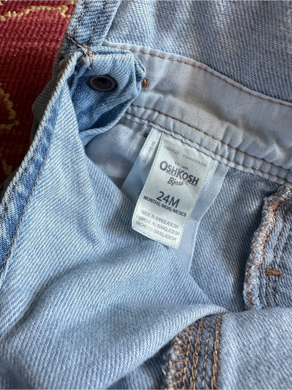 OshKosh B'gosh Light Blue Denim Shortalls with Pink Dot Accents